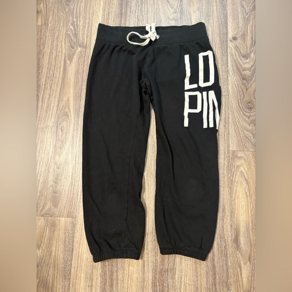 Y2K PINK Victoria's Secret Black and White Cropped Joggers